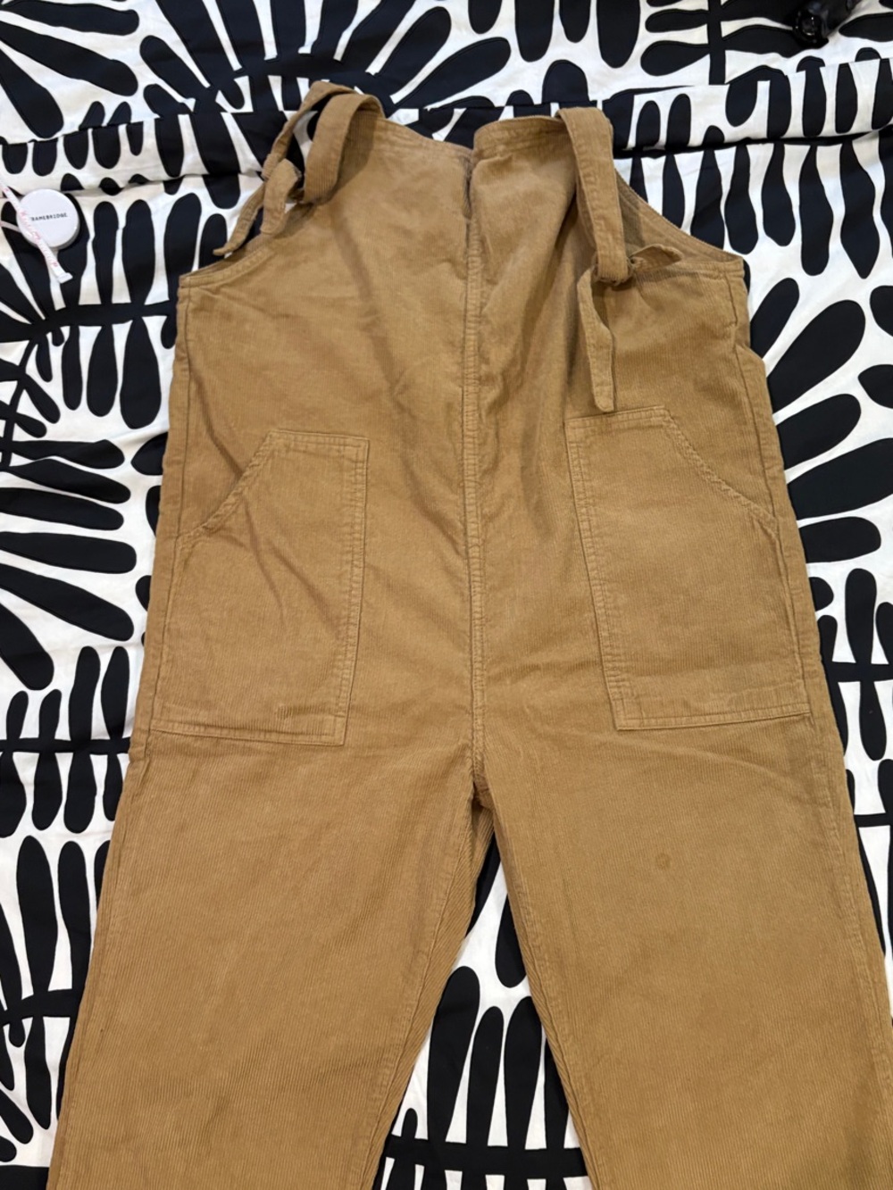 Women’s Orta Sz L Corduroy Tie-Shoulder overalls in Tan - made in Portugal